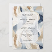 Beach Blue Cream Sand Ivoor Abstracte bruiloft Kaart (Voorkant)