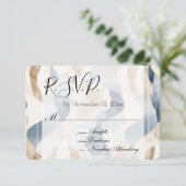 Beach Blue Cream Sand Ivoor Abstracte bruiloft RSV Informatiekaartje (Staand voorkant)