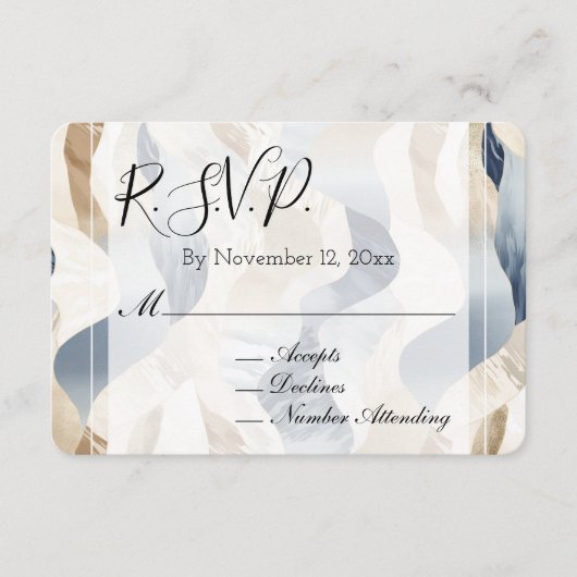 Beach Blue Cream Sand Ivoor Abstracte bruiloft RSV Informatiekaartje (Voorkant)