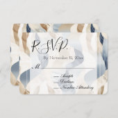 Beach Blue Cream Sand Ivoor Abstracte bruiloft RSV Informatiekaartje (Voorkant / Achterkant)