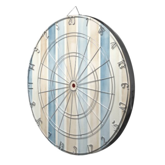 Beach Blue Cream Strepen Bruidsboeket Dartbord (Voorkant Rechts)