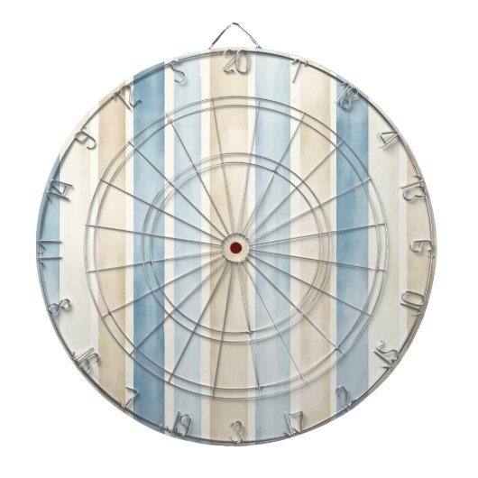Beach Blue Cream Strepen Bruidsmeisjesfeest Dartbord (Voorkant)
