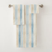 Beach Blue Cream Stripes Bad Handdoek (Insitu)