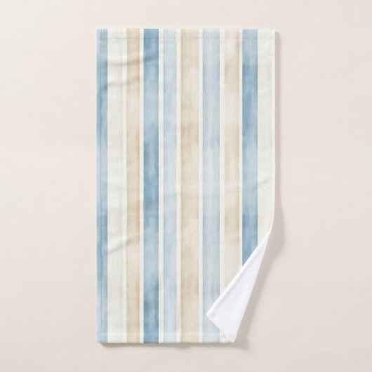 Beach Blue Cream Stripes Bad Handdoek (Handdoek)