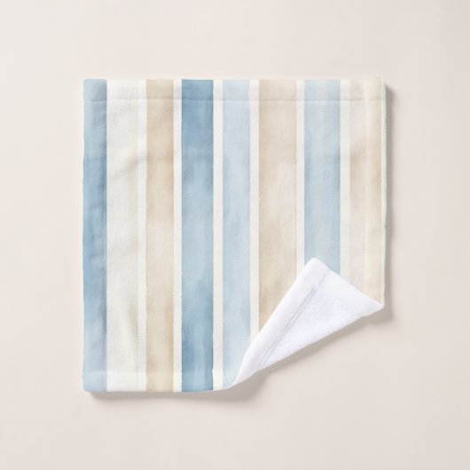 Beach Blue Cream Stripes Bad Handdoek (Wasdoekje)