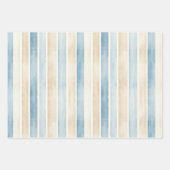 Beach Blue Cream Stripes Bridal Shower Inpakpapier Vel (Voorkant 3)