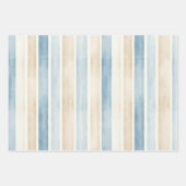 Beach Blue Cream Stripes Bridal Shower Inpakpapier Vel (Voorkant)