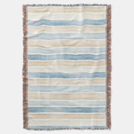 Beach Blue Cream Stripes Deken (Voorkant Verticaal)