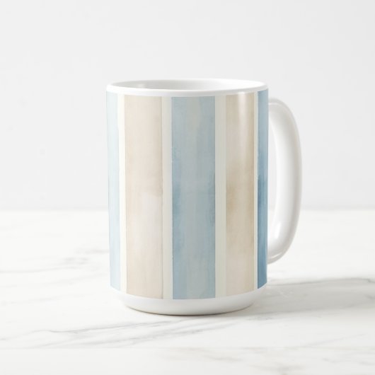 Beach Blue Cream Stripes Koffiemok (Voorkant rechts)