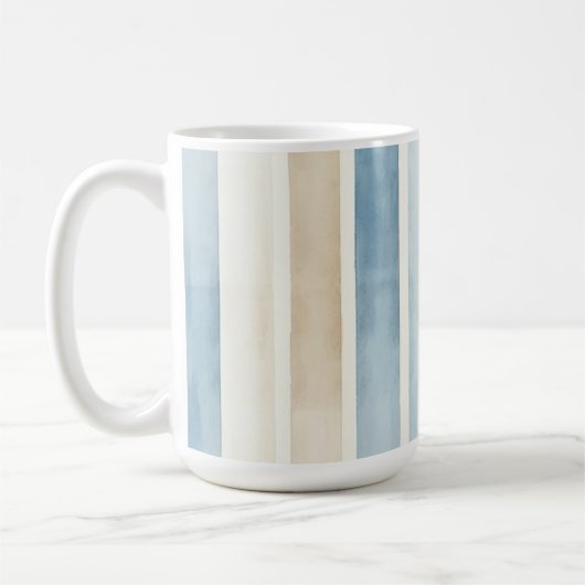 Beach Blue Cream Stripes Koffiemok (Links)
