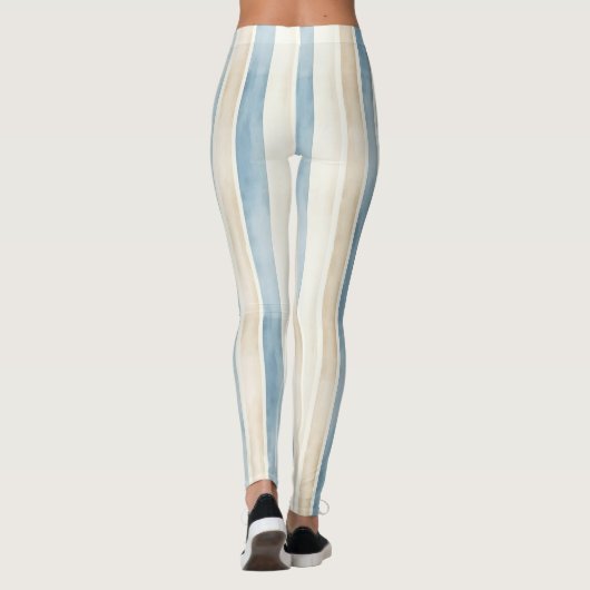 Beach Blue Cream Stripes Leggings (Achterkant)