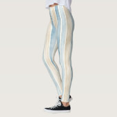 Beach Blue Cream Stripes Leggings (Links)