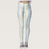 Beach Blue Cream Stripes Leggings (Voorkant)