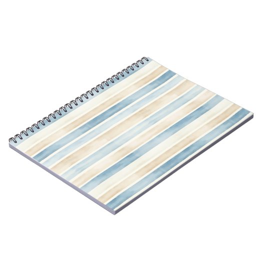 Beach Blue Cream Stripes Notitieboek (Linkerzijde)