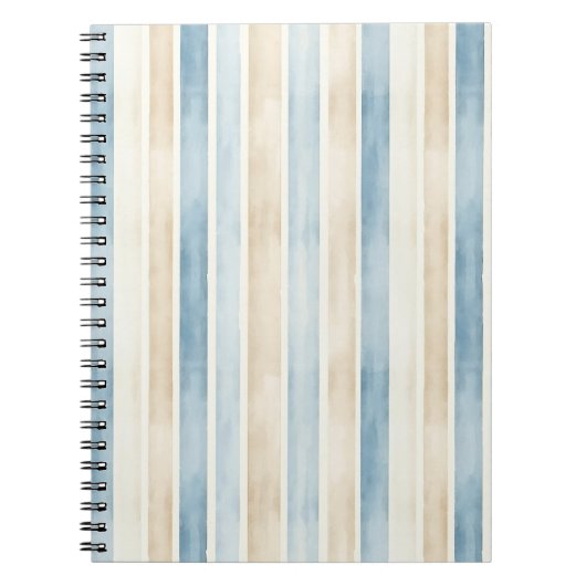 Beach Blue Cream Stripes Notitieboek (Voorkant)