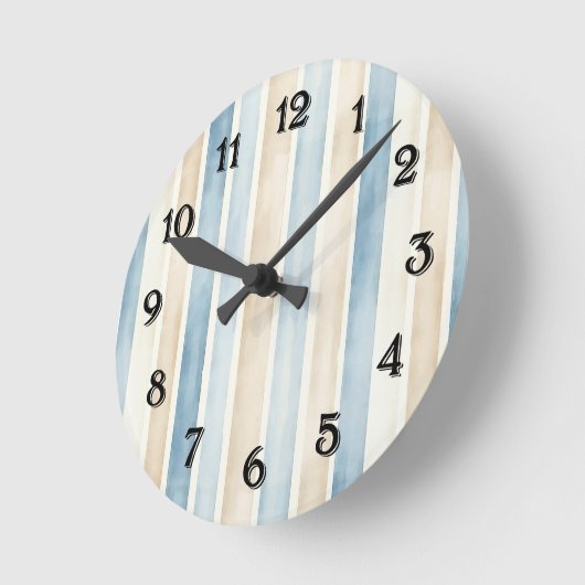 Beach Blue Cream Stripes   Ronde Klok (Hoek)