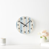 Beach Blue Cream Stripes   Ronde Klok (Huis)