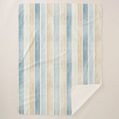 Beach Blue Cream Stripes Sherpa Deken (Voorkant)