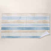 Beach Blue Cream Stripes Strandlaken (Voorkant)