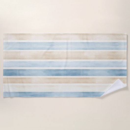 Beach Blue Cream Stripes Strandlaken (Voorkant)