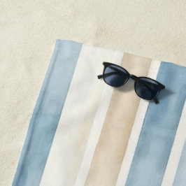Beach Blue Cream Stripes Strandlaken
