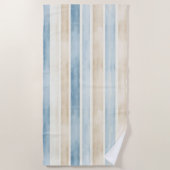 Beach Blue Cream Stripes Strandlaken (Voorkant)