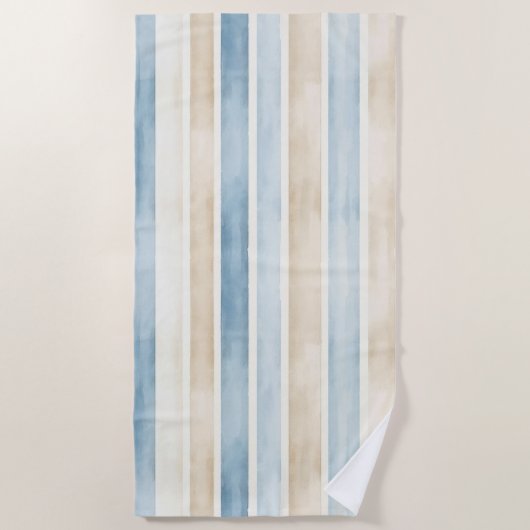 Beach Blue Cream Stripes Strandlaken (Voorkant)