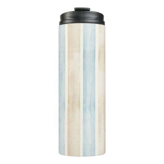 Beach Blue Cream Stripes Thermosbeker (Voorkant)