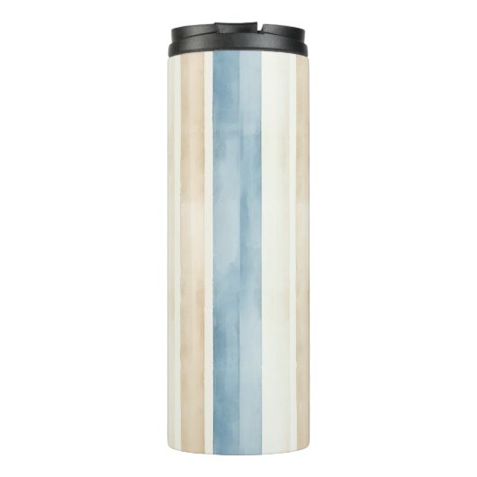 Beach Blue Cream Stripes Thermosbeker (Achterkant)