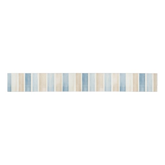 Beach Blue Cream Stripes Wedding Grosgrain Lint (Voorkant)