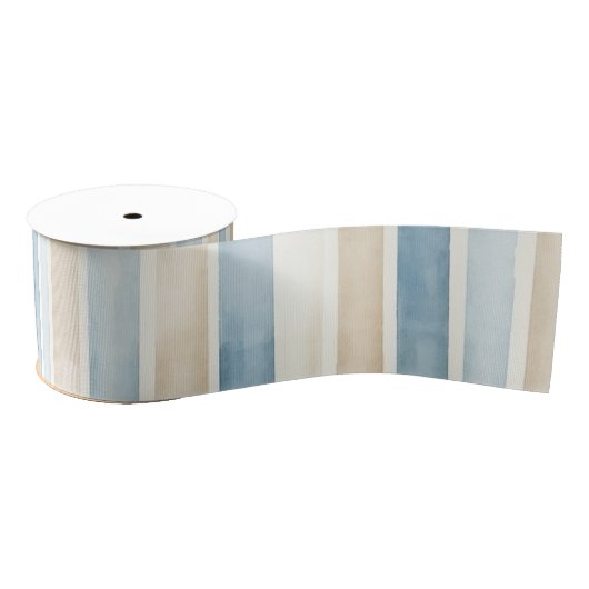 Beach Blue Cream Stripes Wedding Grosgrain Lint (Spoel)