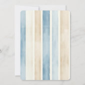 Beach Blue Ivory Cream Sand Stripes Wedding Kaart (Achterkant)