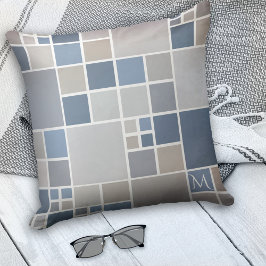 Beach Blue Monogram Geometric Pattern Pillow Kussen