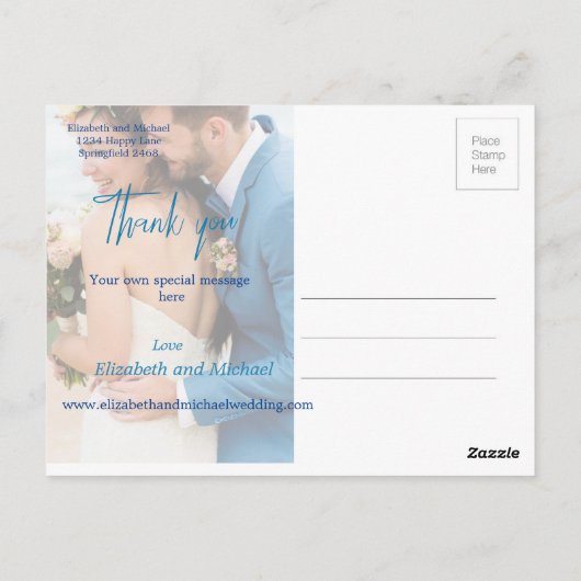 Beach Blue Ocean 3 Foto Elegant Dank je Briefkaart (Achterkant)