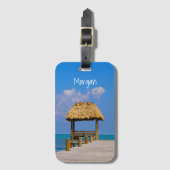 Beach Blue Ocean Tropical Caribbean Bagagelabel (Voorkant (verticaal))