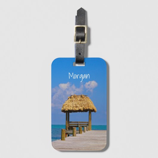 Beach Blue Ocean Tropical Caribbean Bagagelabel (Voorkant (verticaal))