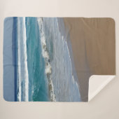 Beach Blue Ocean Waves Sherpa Deken (Voorkant (horizontaal))