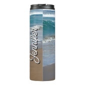Beach Blue Ocean Waves Thermosbeker (Achterkant)