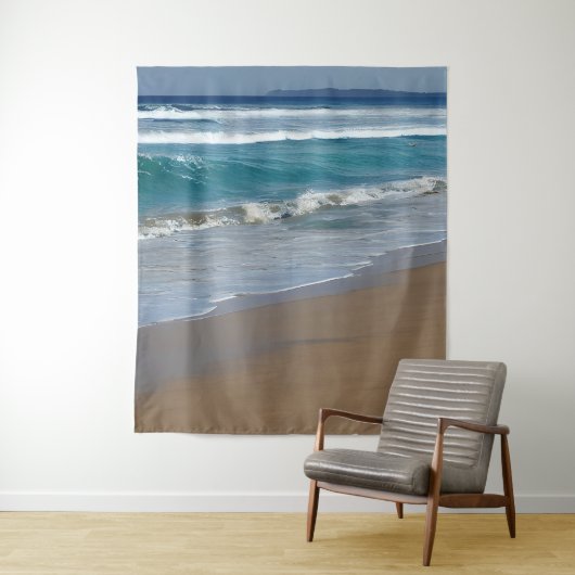 Beach Blue Ocean Waves Wandkleed (In situ)