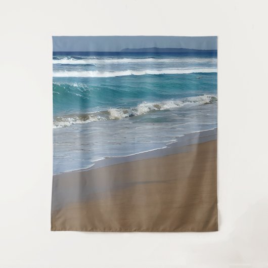 Beach Blue Ocean Waves Wandkleed (Voorkant)