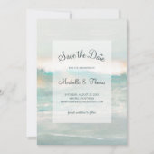 Beach Blue Ocean Waves Weddenschap Save The Date (Voorkant)