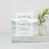 Beach Blue Ocean Waves Weddenschap Save The Date (Staand voorkant)