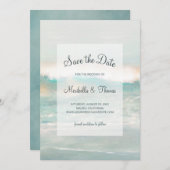 Beach Blue Ocean Waves Weddenschap Save The Date (Voorkant / Achterkant)