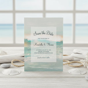 Beach Blue Ocean Waves Weddenschap Save The Date