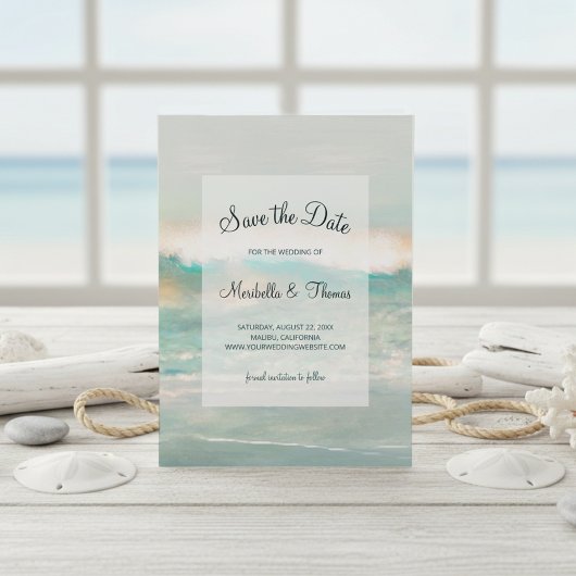 Beach Blue Ocean Waves Weddenschap Save The Date