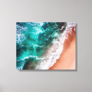 Beach Blue-oceanische golfkust Canvas Afdruk