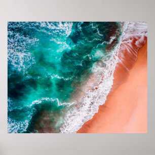Beach Blue-oceanische golfkust Poster