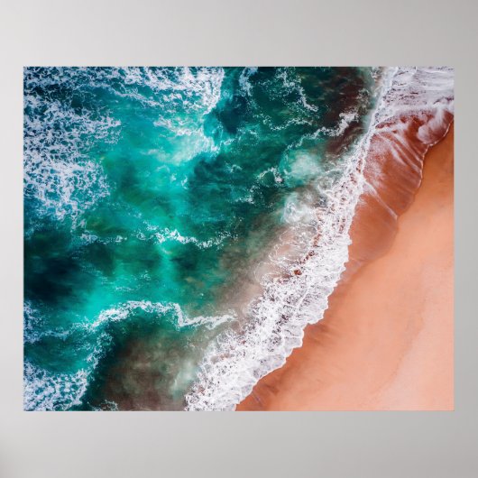 Beach Blue-oceanische golfkust Poster (Voorkant)