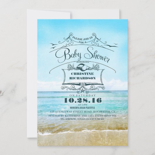 Beach Blue Ombre baby shower Kaart (Voorkant)