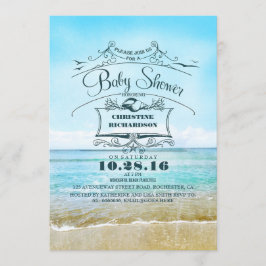 Beach Blue Ombre baby shower Kaart